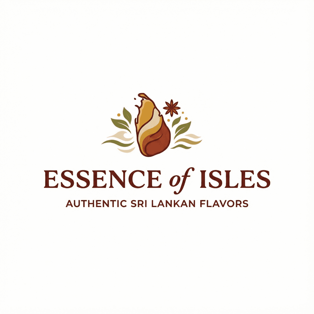 Essence of Isles logo — a stylized Sri Lanka island in spice tones